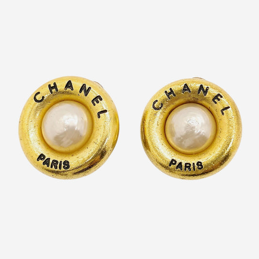 Chanel 24k Gold-Plated Faux Pearl Clip-on Earrings